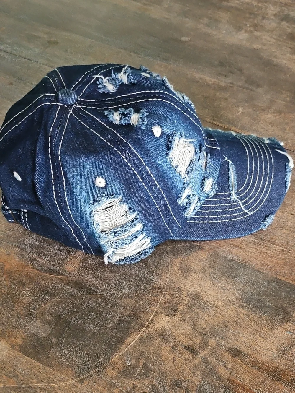 NWT Denim Distressed Baseball Cap
